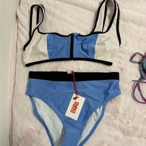 Solid and Striped High Waist bikini